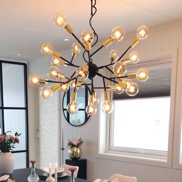 ByRydens - Lámpara colgante HEROES 24xE27/5W/230V negro diá. 80 cm