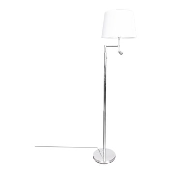 ByRydens - Lámpara de pie LED ORLANDO 1xE27/5W/230V + LED/3W blanca/cromo brillante diámetro 36 cm