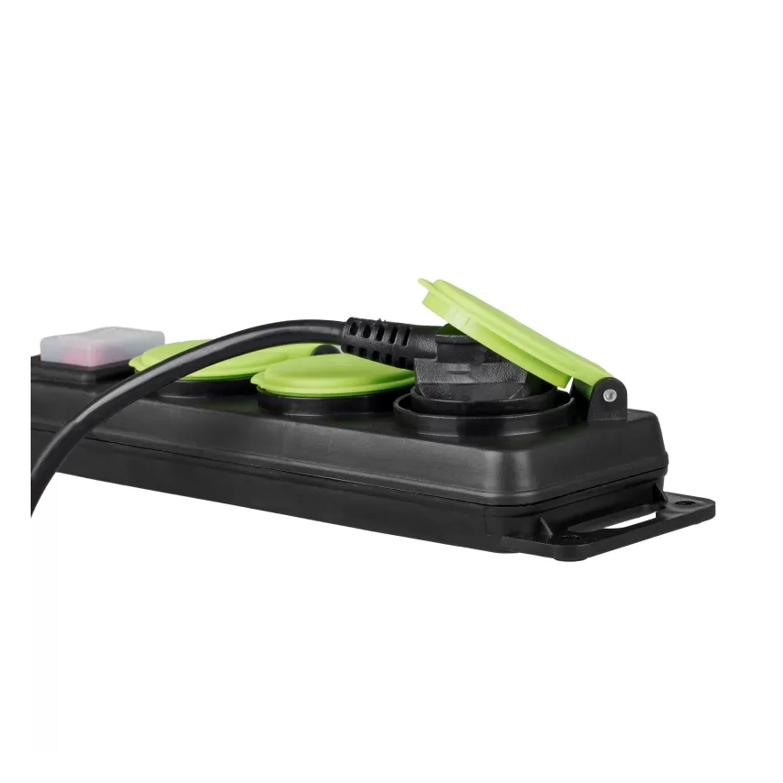 Cable de extensión con interruptor, 3 enchufes, 10 m, IP44