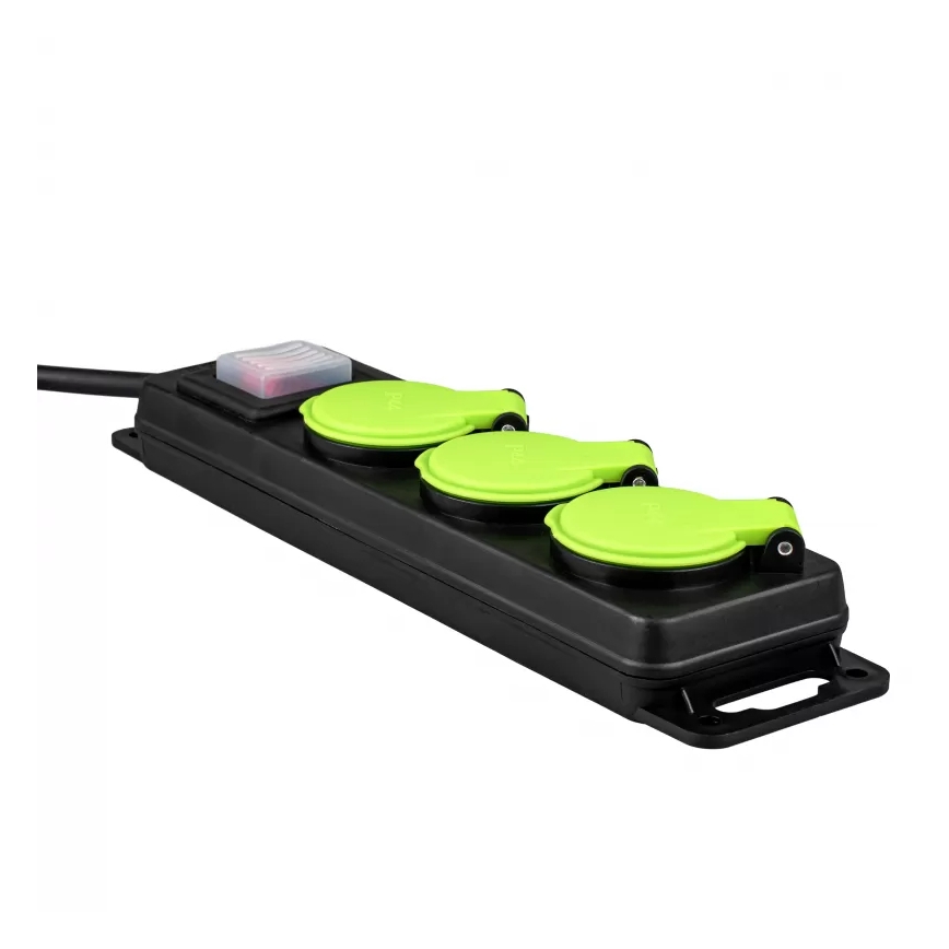Cable de extensión con interruptor, 3 enchufes, 3 m, IP44