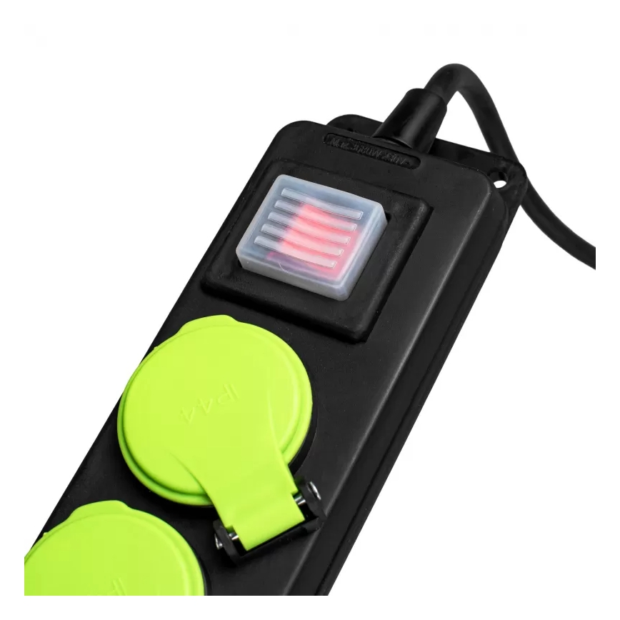 Cable de extensión con interruptor, 3 enchufes, 3 m, IP44