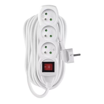 Cable de extensión con interruptor 3G 10 m blanco
