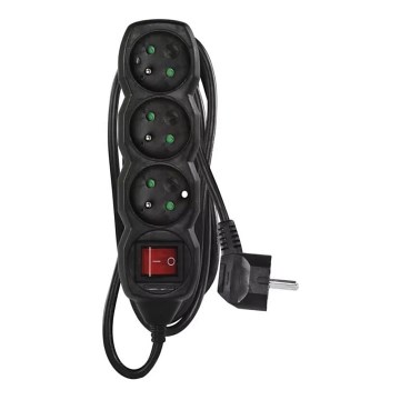 Cable de extensión con interruptor 3G 3m negro
