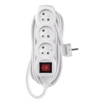 Cable de extensión con interruptor 3G 5m blanco