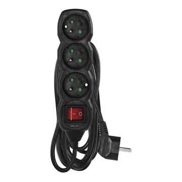 Cable de extensión con interruptor 3G 5m negro