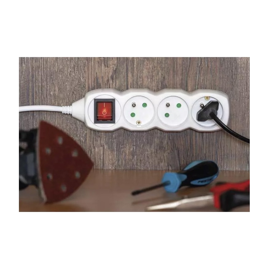 Cable de extensión con interruptor 5Z 3m blanco