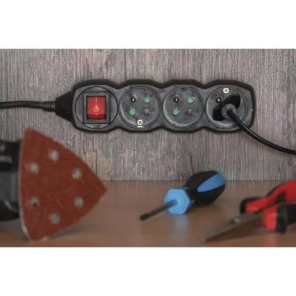 Cable de extensión con interruptor 5Z 3m negro