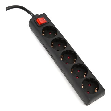 Cable de extensión con interruptor 5Z Tipo F 5m SCHUKO negro