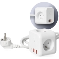 Cable de extensión cubo con interruptor LINEA 3x230V + 4xUSB A/C blanco