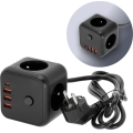Cable de extensión cubo con interruptor LINEA 3x230V + 4xUSB A/C negro