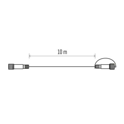 Cable de extensión para exterior para cadenas conectables, 10 m, IP44, negro