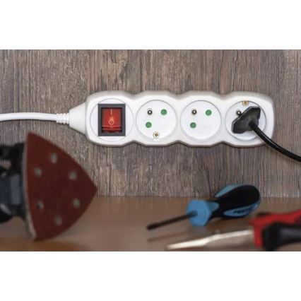 Cable de extensión con interruptor 3G 5m blanco