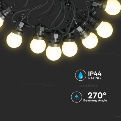 Cadena de LEDs para exteriores STRING 10m 20xLED/0,5W/230V IP44 6000K