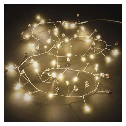 Cadena de luces LED, 40 LEDs — alimentada por 3 pilas AA, 1,5 m, blanco cálido