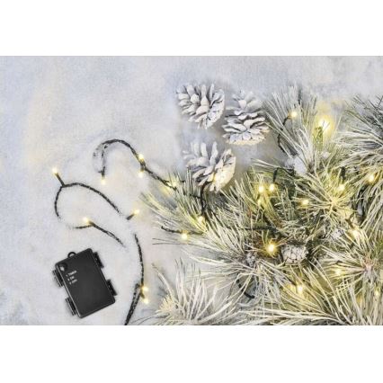 Cadena de luces LED exterior 80xLED/3xAA 6,1m IP44 blanco cálido