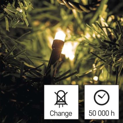 Cadena de luces LED exterior 80xLED/3xAA 6,1m IP44 blanco cálido