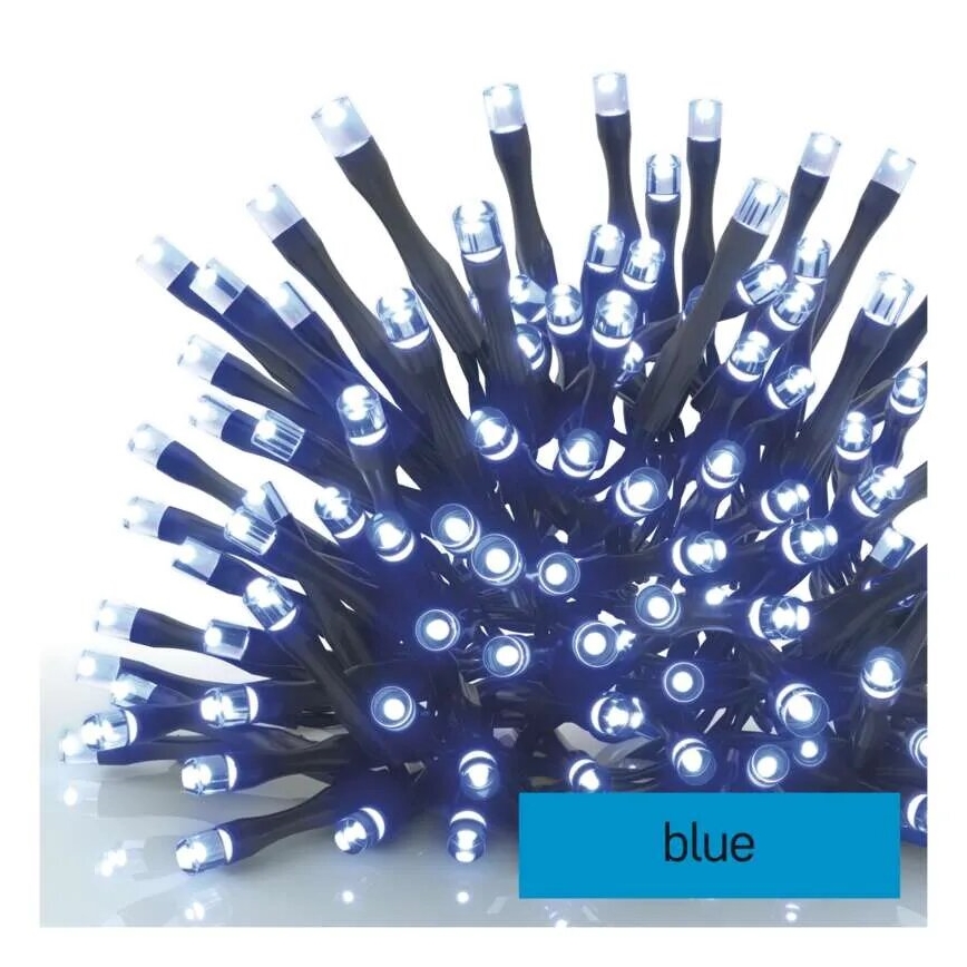Cadena de luces LED para exterior, 100 LEDs, 10 m, IP44, azul