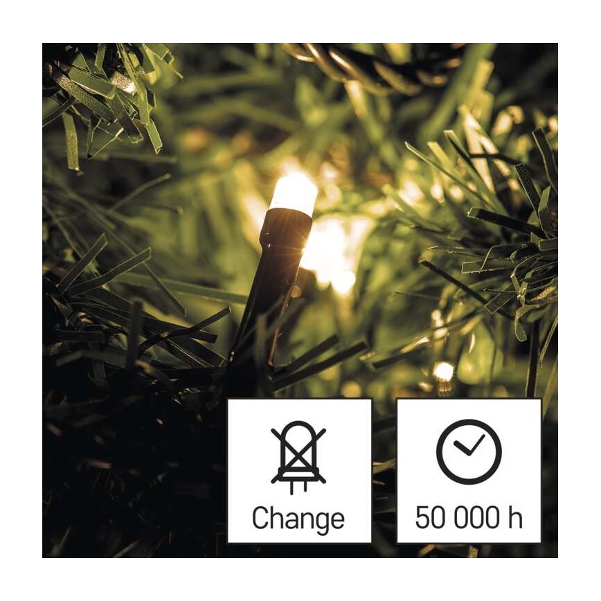 Cadena de luces LED para exterior 180 LEDs / 23 m IP44, blanco cálido