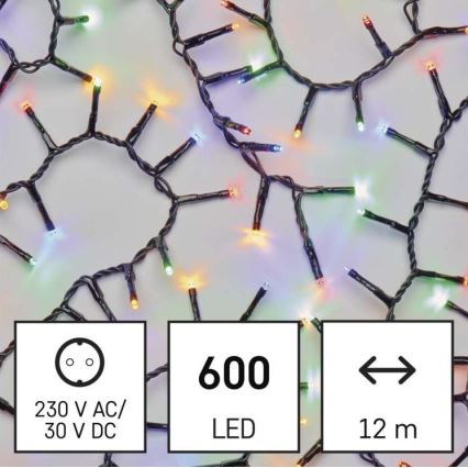 Cadena de luces LED para exterior 600xLED/17m IP44 multicolor
