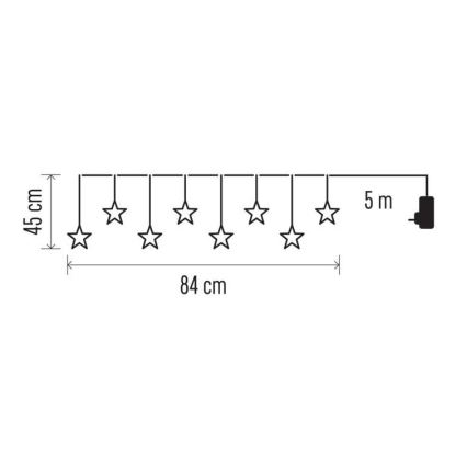 Cadena de luces LED para exterior 8xLED/5,84m IP44 con estrellas