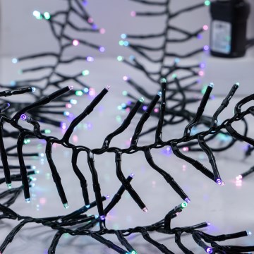 Cadena de luces LED para exterior CLUSTER, 768 LEDs/8 funciones, 9 m, IP44, blanco cálido