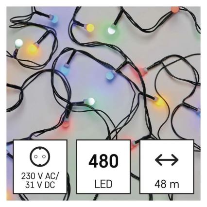 Cadena de luces LED para Navidad 480xLED/8 funciones 53m IP44 multicolor