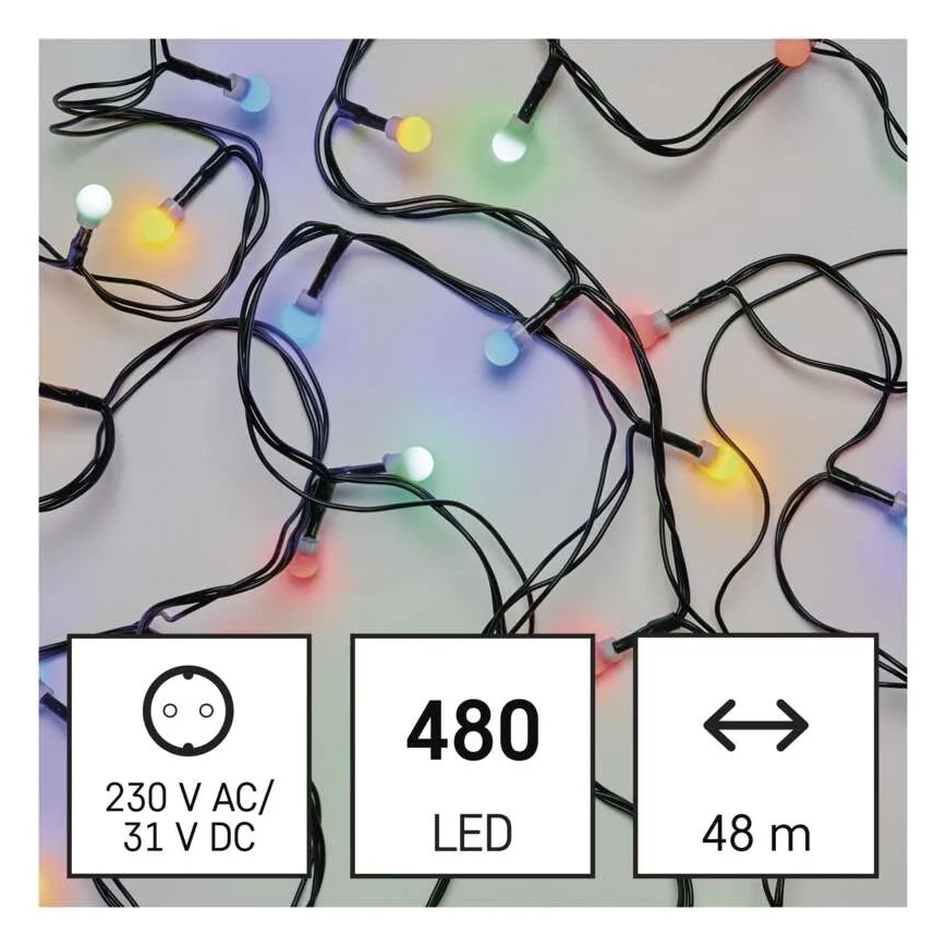 Cadena de luces LED para Navidad 480xLED/8 funciones 53m IP44 multicolor