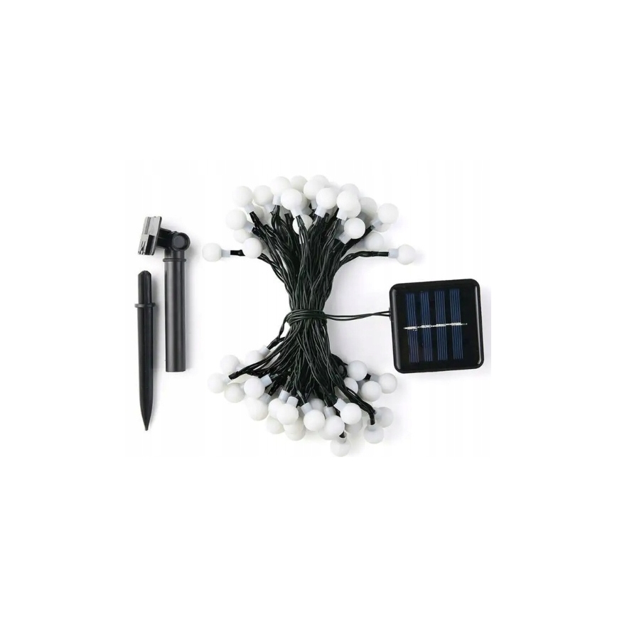 Cadena de luces LED solar decorativa 30 LED, 8 modos, 500 mAh, 6,5 m, IP67, blanco cálido