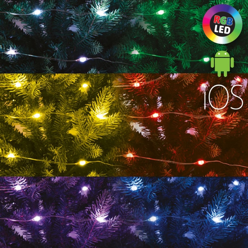 Cadena de luces navideña LED RGB regulable 200xLED/29 funciones 20,4 m