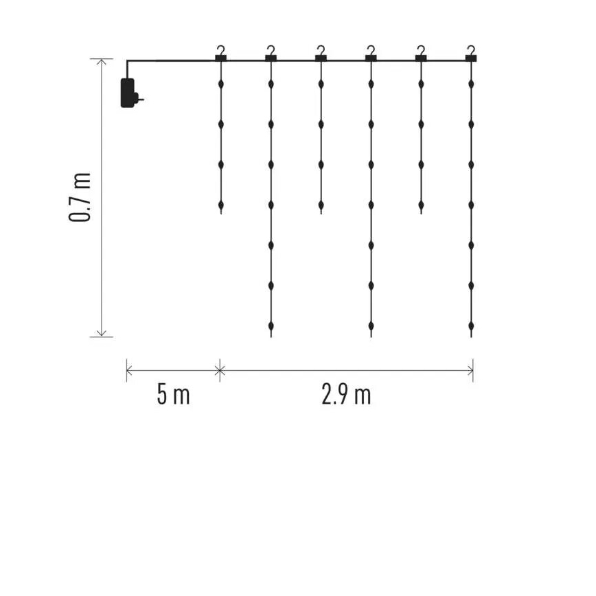 Cadena de luces navideñas LED para exterior 100 LEDs/8 funciones 7,9 x 0,7 m IP44 blanco cálido