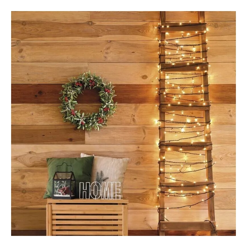 Cadena de luces navideñas LED para exterior, 50 LEDs/5 m, IP44, blanco cálido