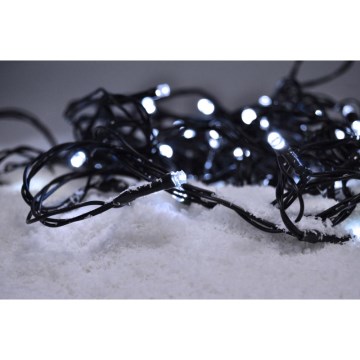 Cadena de luces navideñas LED para exterior 500 LED/8 funciones IP44 55m blanco frío