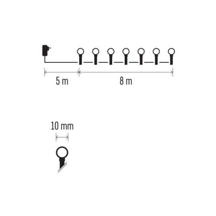 Cadena de luces navideñas LED para exterior 80xLED/13m IP44 blanco frío