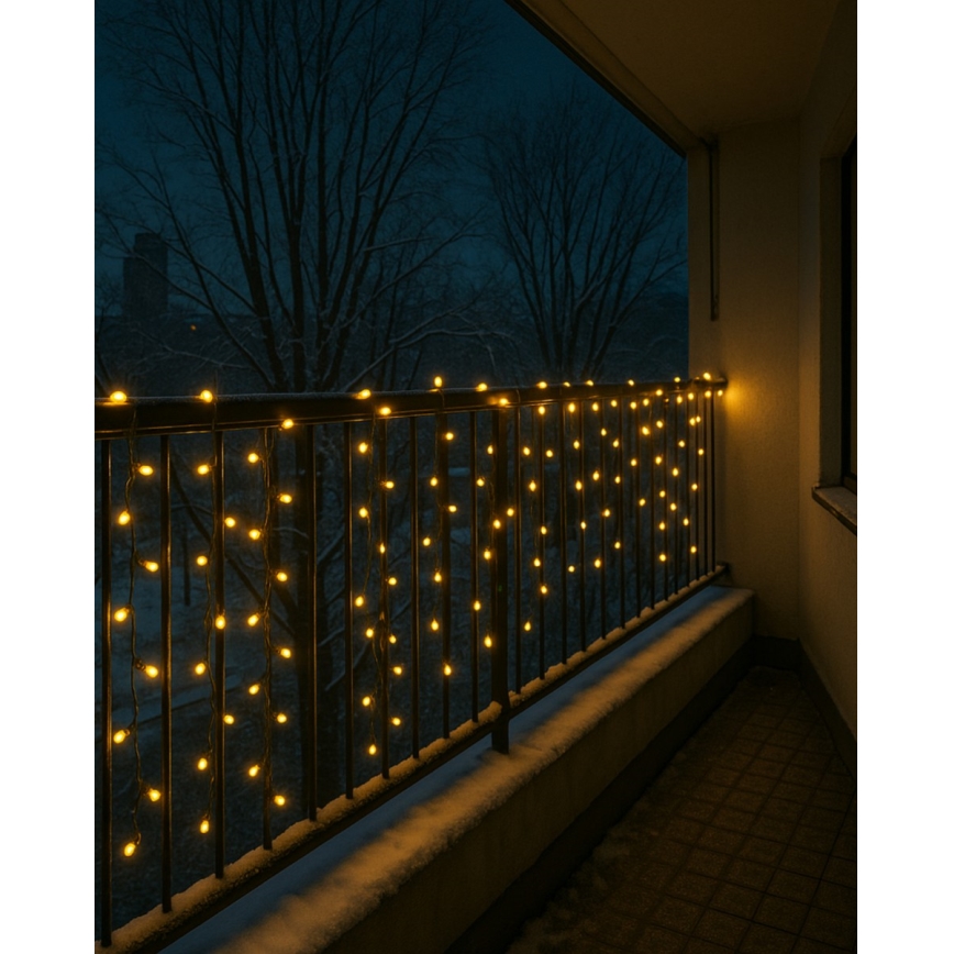 Cadena de luces navideñas LED para exteriores 200xLED/230V 7,6 m IP44 negra