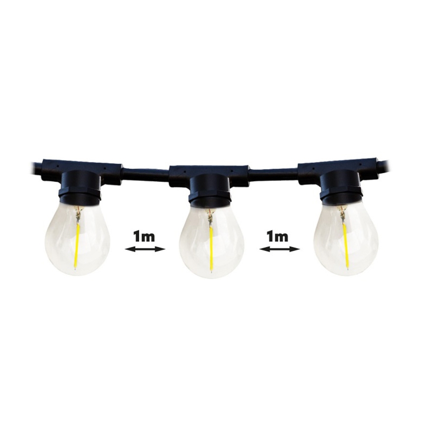 Cadena decorativa exterior MIMOSA 20xE27/1,3W/230V IP44 20m
