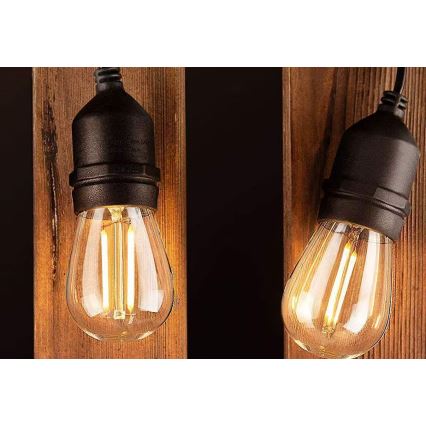 Cadena decorativa LED para exterior 10xE27/1W/230V 10 m IP65 negro