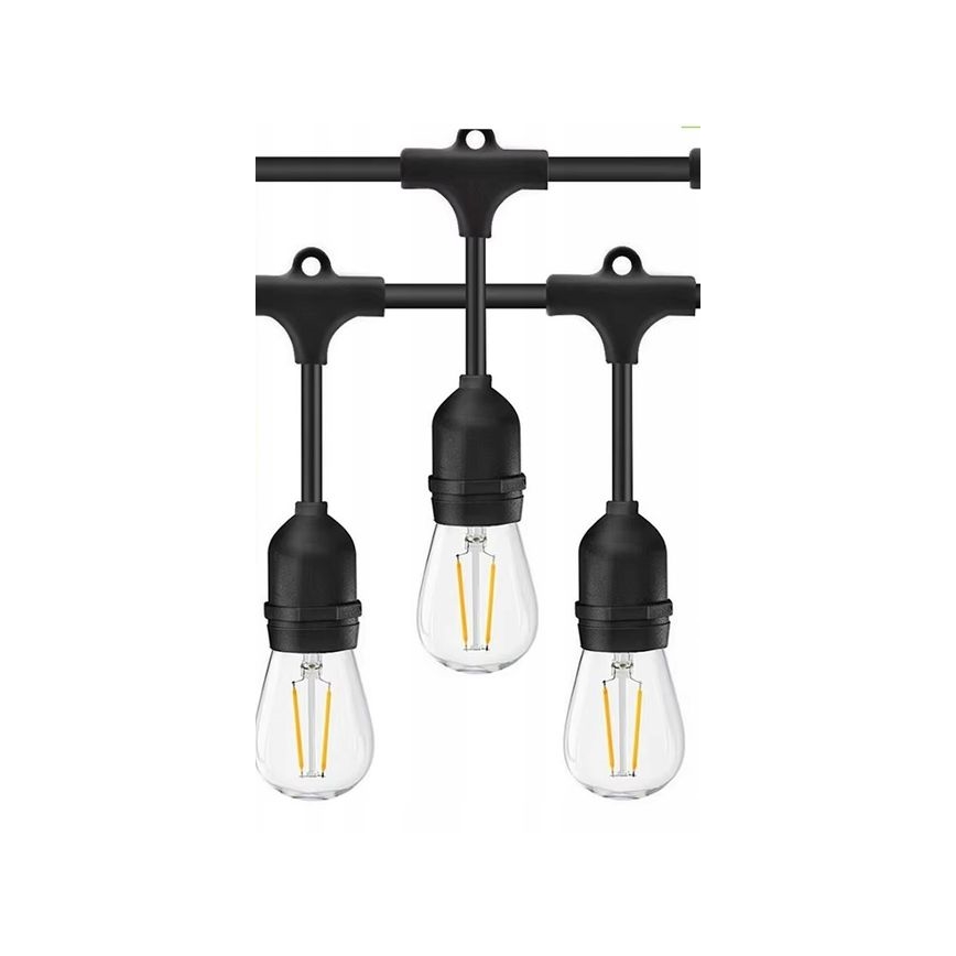 Cadena decorativa LED para exterior 10xE27/1W/230V 10 m IP65 negro