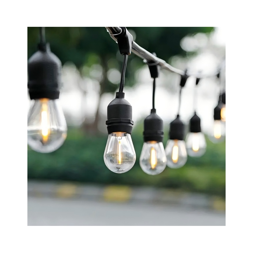 Cadena decorativa LED exterior 15xE27/1W/230V 15 m IP65 negro