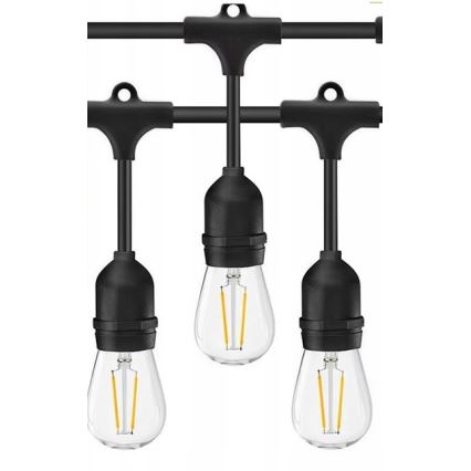 Cadena decorativa LED exterior 15xE27/1W/230V 15 m IP65 negro