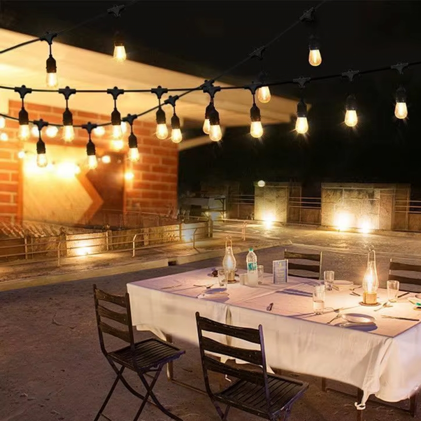 Cadena decorativa LED para exterior 20xE27/1W/230V 10 m IP65 negro