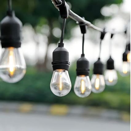 Cadena decorativa LED para exterior 20xE27/1W/230V 10 m IP65 negro