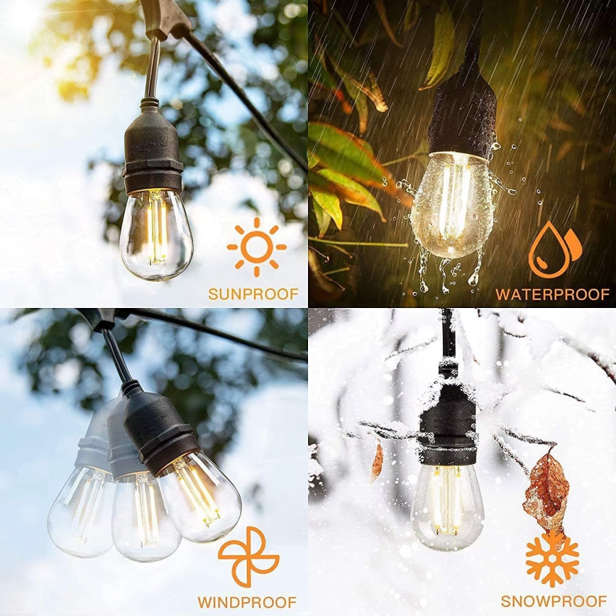 Cadena decorativa LED para exterior 20xE27/1W/230V 10 m IP65 negro