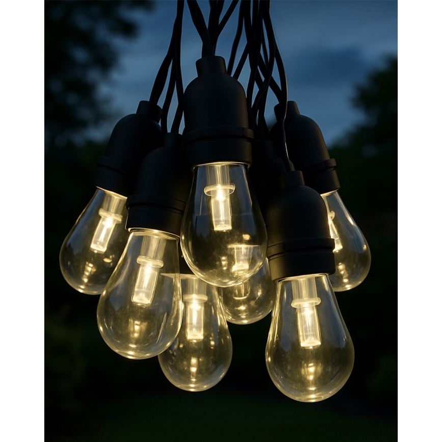 Cadena decorativa LED para exterior, 10 LEDs, 0,15 W por LED, 230 V, 3,8 m, IP44, color negro
