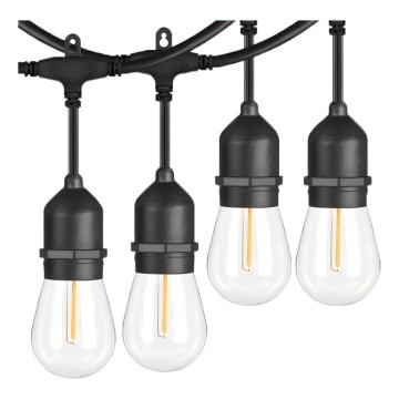 Cadena decorativa LED para exterior 10xE27/1W/230V 10 m IP65 negro
