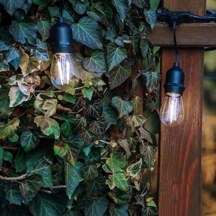 Cadena decorativa LED para exteriores 30xE27/1W/230V 16,44 m IP44 negra