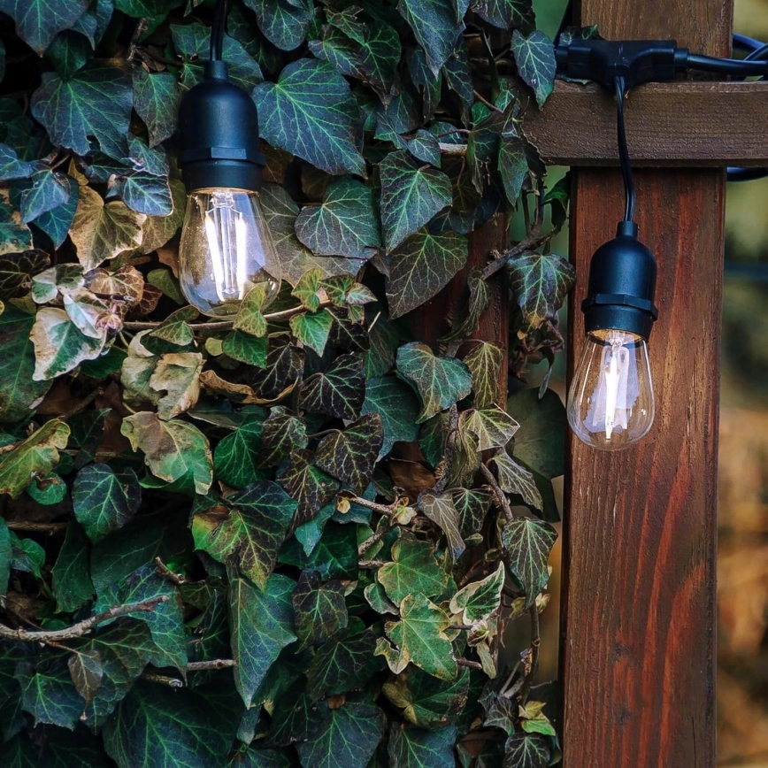 Cadena decorativa LED para exteriores 30xE27/1W/230V 16,44 m IP44 negra