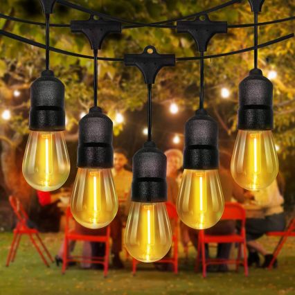 Cadena decorativa LED para exteriores 30xE27/1W/230V 16,44 m IP44 negra