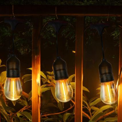Cadena decorativa LED para exteriores 30xE27/1W/230V 16,44 m IP44 negra