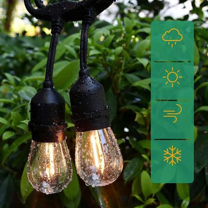 Cadena decorativa LED para exteriores 30xE27/1W/230V 16,44 m IP44 negra