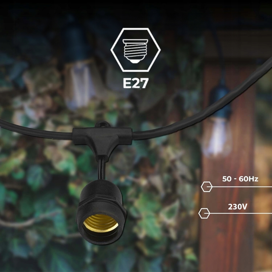 Cadena decorativa LED para exteriores 30xE27/1W/230V 16,44 m IP44 negra